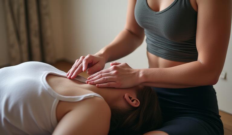 Instructor providing personalised private yoga guidance to a student at Peak Pose Yoga NYC
